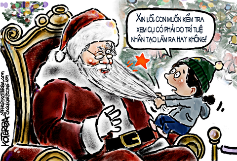 Bó tay với ông già Noel 2023- Ảnh 4. Khó khăn mới, từ… trí tuệ nhân tạo (AI) - tranh của họa sĩ Hoa Kỳ Jeff Koterba.