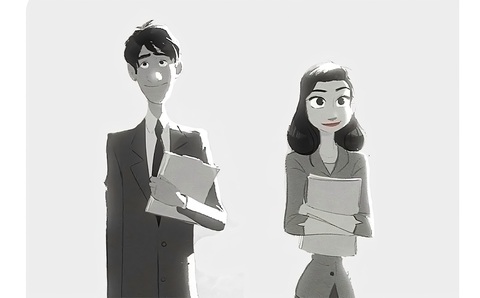 Paperman - chuyến bay của những cảm xúc- Ảnh 4. Với góc nhìn của chàng trai, thế giới trong Paperman chỉ thật sự có màu sắc ở nơi nào mà cô gái xuất hiện.