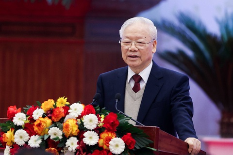 Tổng bí thư Nguyễn Phú Trọng: Việt Nam luôn sẵn sàng là bạn, là đối tác tin cậy với tất cả các nước- Ảnh 1. Tổng bí thư Nguyễn Phú Trọng phát biểu tại Hội nghị Ngoại giao lần thứ 32 - Ảnh: NGUYỄN KHÁNH