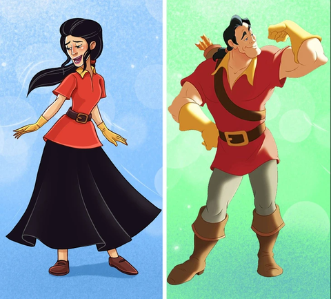 Các nhân vật hoạt hình phản diện của Disney sẽ trông như thế nào nếu họ 'chuyển giới'- Ảnh 1. Nhân vật Gaston trong phim Beauty and the Beast.