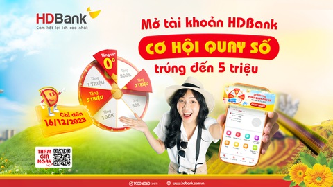 Săn sale, hoàn tiền cuối năm khi mở tài khoản HDBank- Ảnh 1. Cơ hội cuối để dễ dàng nhận về các giải thưởng hoàn tiền may mắn của HDBank - Ảnh: HDB