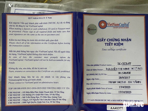 Công ty cầm đồ làm sổ tiết kiệm, chi nhánh Ngân hàng Nhà nước khuyến cáo- Ảnh 1. Đăng ký kinh doanh dịch vụ cầm đồ nhưng Công ty cổ phần tài chính VietNamCapital nhận tiền gửi tiết kiệm hàng chục tỉ đồng của nhiều người dân - Ảnh: TRƯỜNG TRUNG