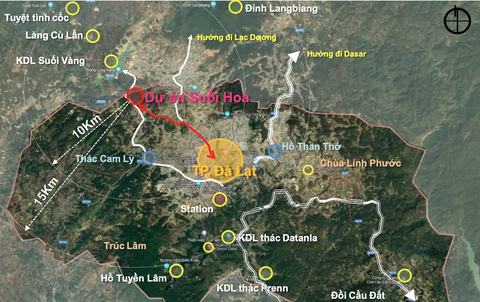 Ông Johnathan Hạnh Nguyễn nói gì về dự án ở Đà Lạt bị 'treo' 15 năm?- Ảnh 2. Phác thảo vị trí dự án Suối Hoa - Ảnh: SASCO cung cấp
