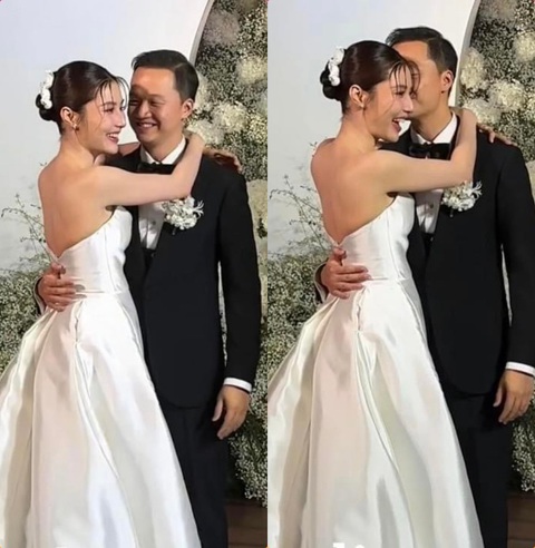 Dàn sao Việt nô nức dự đám cưới Diễm My 9X- Ảnh 1. Cô dâu Diễm My 9X và chồng cực ngọt ngào trong ngày cưới