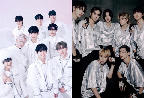 Nhóm K-pop ZEROBASEONE (trái) và RIIZE - Ảnh: Korea Times Nhóm K-pop ZEROBASEONE (trái) và RIIZE - Ảnh: Korea Times