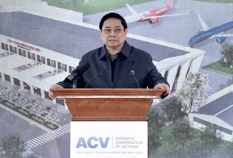 Thủ tướng nêu nhiều bài học khi khánh thành 4 dự án giao thông lớn- Ảnh 1. Thủ tướng Phạm Minh Chính tuyên bố khánh thành đưa vào khai thác 4 công trình giao thông lớn - Ảnh: ACV