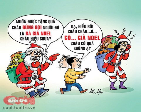 Trăm sự rắc rối của ông già Noel 2023- Ảnh 4. Ông già Noel và bà già Noel - Tranh: Hữu Lộc