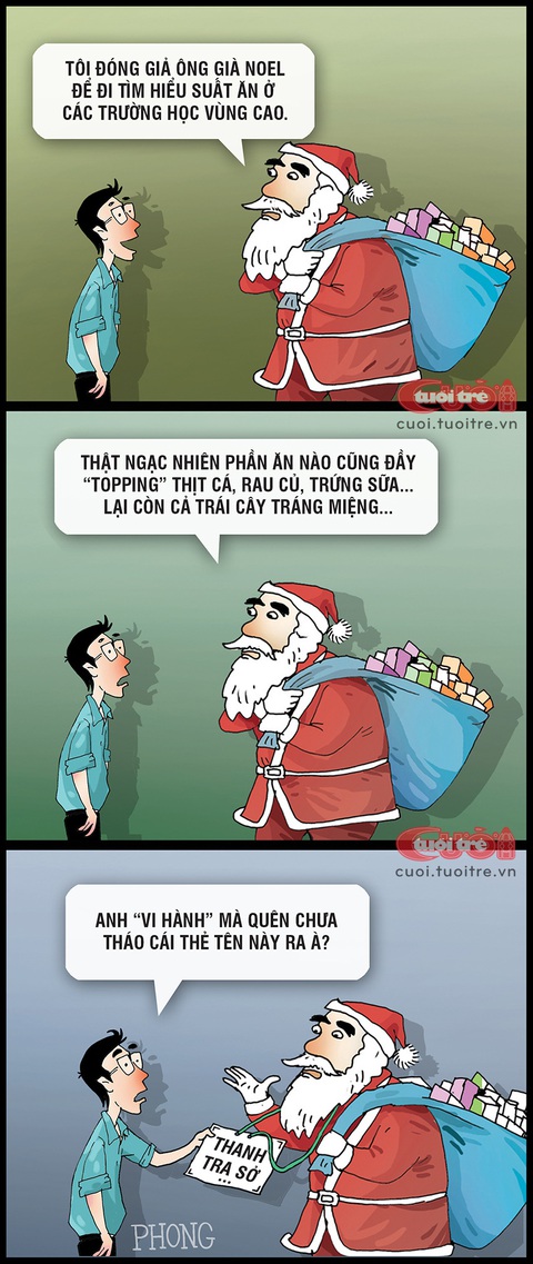 Ông già Noel đi vi hành trường học- Ảnh 1. Ông già Noel đi vi hành trường học - Tranh: LAP