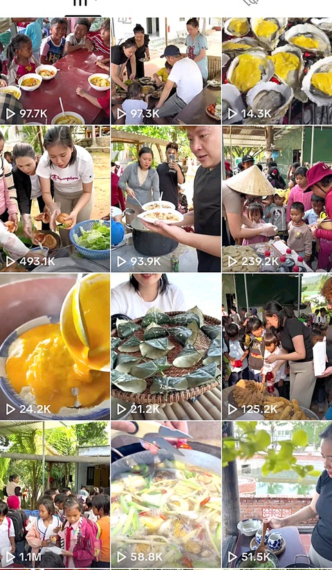 Những TikToker làm đẹp cho đời- Ảnh 3. Kênh TikTok “Cô Trinh Cam Lâm” thu hút nhiều lượt xem bởi những suất ăn gửi đến trẻ em dân tộc thiểu số - Ảnh: chụp màn hình
