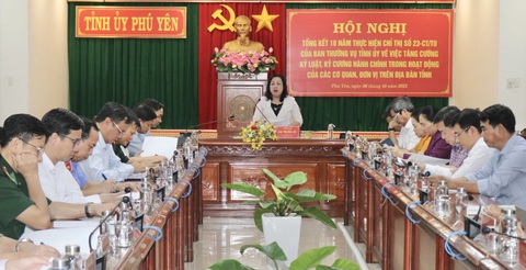 Tỉnh ủy Phú Yên họp tổng kết Chỉ thị 23 về tăng cường kỷ luật, kỷ cương hành chính trong hoạt động của các cơ quan, đơn vị - Ảnh: VĂN VINH Tỉnh ủy Phú Yên họp tổng kết chỉ thị 23 về tăng cường kỷ luật, kỷ cương hành chính trong hoạt động của các cơ quan, đơn vị - Ảnh: VĂN VINH