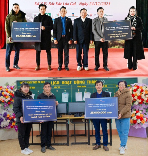 Đại diện Tập đoàn Sunshine trao máy tính cho học sinh vùng cao Đại diện Tập đoàn Sunshine trao máy tính cho học sinh vùng cao