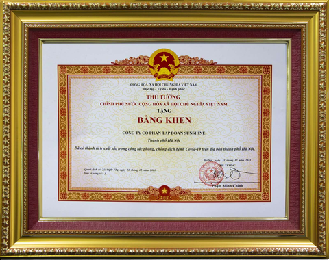 Thủ tướng trao tặng bằng khen cho Tập đoàn Sunshine Thủ tướng trao tặng bằng khen cho Tập đoàn Sunshine