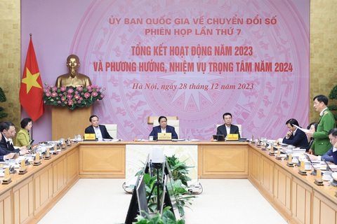 Việt Nam phát triển kinh tế số nhanh nhất Đông Nam Á 2 năm liên tiếp- Ảnh 1. Thủ tướng chủ trì phiên họp của Ủy ban Quốc gia về chuyển đổi số - Ảnh: VGP