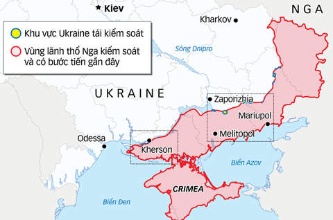 Ukraine đang chuyển về thế phòng thủ dọc chiến tuyến hình lưỡi liềm ở miền đông và nam - Ảnh: ISW - Việt hóa: NHẬT ĐĂNG - Đồ họa: TẤN ĐẠT Ukraine đang chuyển về thế phòng thủ dọc chiến tuyến hình lưỡi liềm ở miền đông và nam - Ảnh: ISW - Việt hóa: NHẬT ĐĂNG - Đồ họa: TẤN ĐẠT