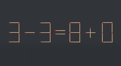 Thử tài IQ: Di chuyển một que diêm để 3-3=8+0 thành phép tính đúng- Ảnh 1.