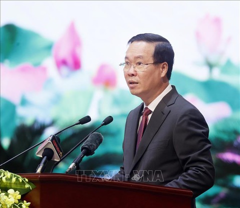Chủ tịch nước Võ Văn Thưởng phát biểu chỉ đạo hội nghị - Ảnh: TTXVN