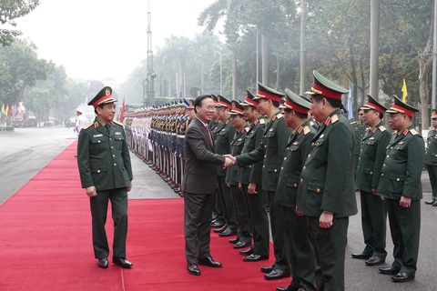 Chủ tịch nước Võ Văn Thưởng dự Hội nghị Quân chính toàn quân năm 2023 - Ảnh: THỤY DU