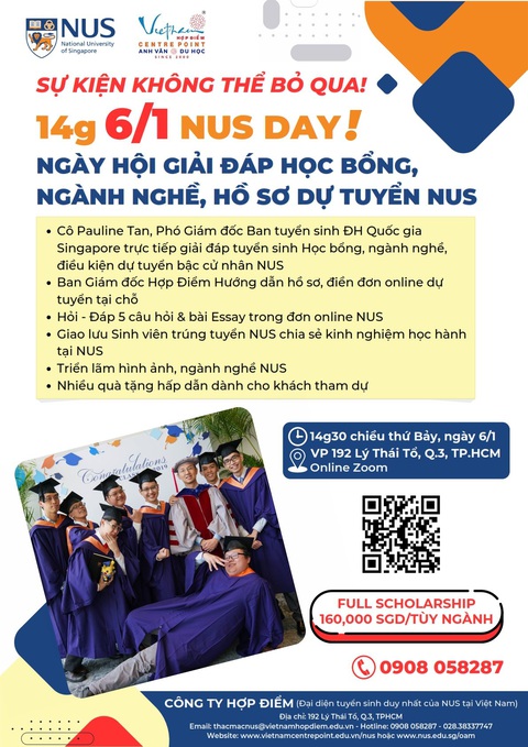 NUS Day - Ngày hội giải đáp học bổng, ngành nghề, hồ sơ dự tuyển cử nhân NUS- Ảnh 1. NUS Day - Ngày hội giải đáp học bổng, ngành nghề, hồ sơ dự tuyển cử nhân NUS