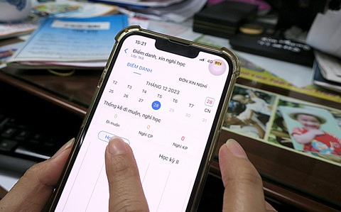 Thông tin trên số liên lạc điện tử của học sinh - Ảnh: T.T.D. Thông tin trên sổ liên lạc điện tử của học sinh - Ảnh: T.T.D.
