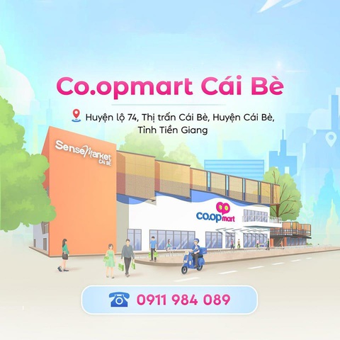 Sắp khai trương SenseMarket: Trung tâm thương mại đầu tiên tại huyện Cái Bè- Ảnh 2. Co.opmart tọa lạc tại tầng trệt khối cố định SenseMarket Cái Bè có diện tích gần 2.000m², kinh doanh gần 20.000 mặt hàng