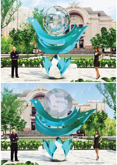 Đôi cánh hữu nghị- Ảnh 1. Ý tưởng Đôi cánh hữu nghị của kiến trúc sư Bùi Chân Như