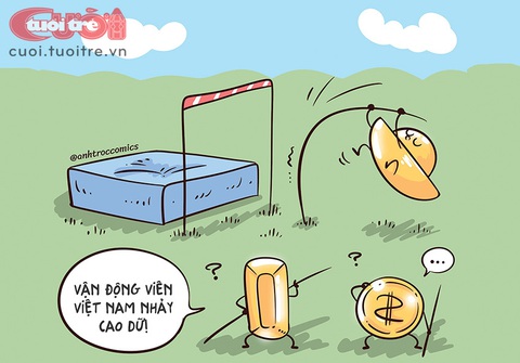 Giá vàng thách đấu quốc tế- Ảnh 1. Giá vàng thách đấu quốc tế - Tranh: Anh Trọc Comics
