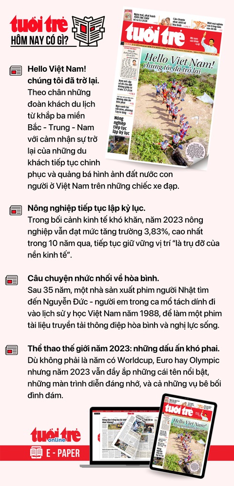 Tin tức sáng 31-12: Lãi suất cho vay giảm thêm trong 2024?; 18.000 trẻ TP.HCM nguy cơ gặp khó- Ảnh 4. Tin tức đáng chú ý trên Tuổi Trẻ nhật báo ngày 31-12. Để đọc Tuổi Trẻ báo in phiên bản E-paper, mời bạn đăng ký Tuổi Trẻ Sao TẠI ĐÂY