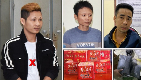 Xây dựng cả hầm bí mật sau nhà sản xuất pháo hoa giàn phun 36 ống- Ảnh 1. Các nghi phạm và tang vật vụ án mà Công an huyện Nông Cống vừa bắt giữ - Ảnh Công an tỉnh Thanh Hóa cung cấp