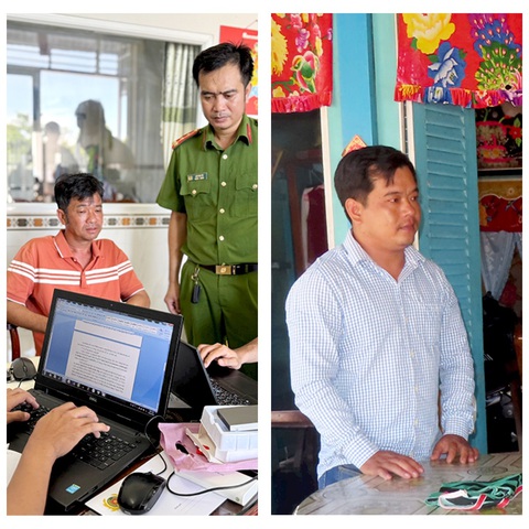 Hai cán bộ huyện Chợ Mới bị khởi tố do liên quan lập khống hồ sơ- Ảnh 2. Bị can Thiền (bên trái) và Tâm - Ảnh: TIẾN VĂN
