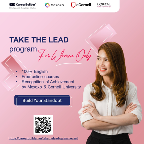 CareerBuilder và Mexoxo hợp tác trao hơn 10.000 khóa học lãnh đạo dành cho phụ nữ- Ảnh 1. Đăng ký chương trình “Take the Lead” và nhận chứng nhận hoàn thành từ chương trình