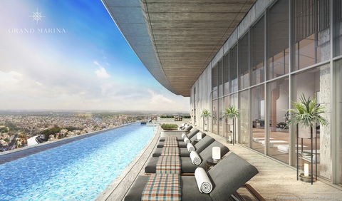 Grand Marina, Saigon cất nóc tòa căn hộ hàng hiệu thứ 2- Ảnh 5. Hồ bơi vô cực trên tầng cao nhất của tòa Sea - Ảnh: Masterise Homes