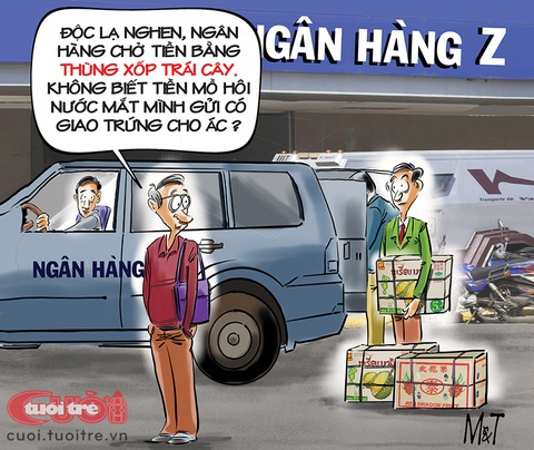 Ngân hàng và cái... thùng xốp- Ảnh 1. Ngân hàng và cái... thùng xốp - Tranh: Đỗ Minh Tuấn