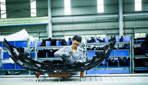 Nguồn thu ô tô Trường Hải sụt giảm mạnh, ngân sách Quảng Nam gặp khó- Ảnh 1. Dây chuyền sản xuất ô tô tại Nhà máy THACO Trường Hải, huyện Núi Thành, tỉnh Quảng Nam - Ảnh: TẤN LỰC