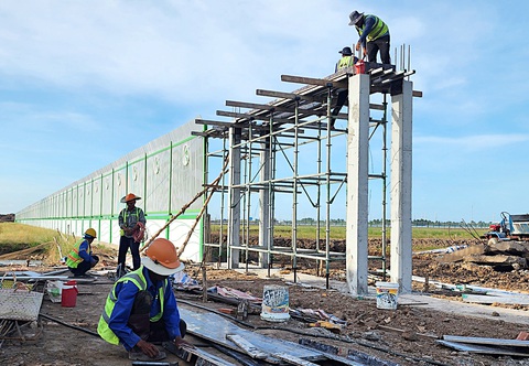 Nhà máy sản xuất hydro xanh đang được xây dựng tại xã Đông Hải, huyện Duyên Hải, tỉnh Trà Vinh (ảnh chụp chiều 5-12) - Ảnh: HOÀI THƯƠNG Nhà máy sản xuất hydro xanh đang được xây dựng tại xã Đông Hải, huyện Duyên Hải, tỉnh Trà Vinh (ảnh chụp chiều 5-12) - Ảnh: HOÀI THƯƠNG