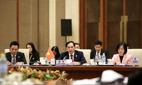 Việt Nam nêu 4 đề xuất cho hợp tác Trung Quốc và các nước Mekong- Ảnh 1. Bộ trưởng Ngoại giao Bùi Thanh Sơn phát biểu tại hội nghị - Ảnh: Bộ Ngoại giao cung cấp