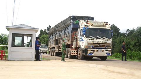 Kinh tế Tây Ninh: Tăng cao hơn bình quân chung cả nước nhưng chưa đạt mục tiêu của tỉnh- Ảnh 3. Xe vận tải tại cửa khẩu Vạc Xa, Tân Châu - Ảnh: CTV