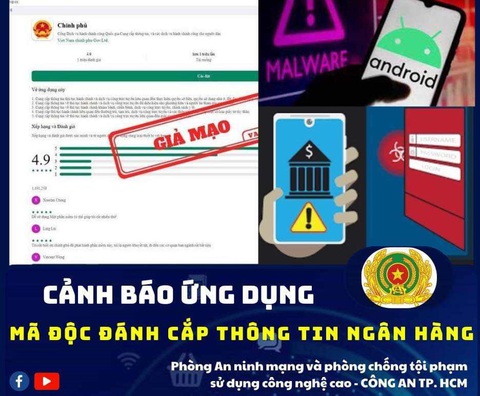 Mất tiền từ Internet Banking vì cài ứng dụng chứa mã độc, kiểm soát hoàn toàn điện thoại- Ảnh 2. Cảnh báo của công an trước tình trạng đánh cắp thông tin mạng - Ảnh: CACC