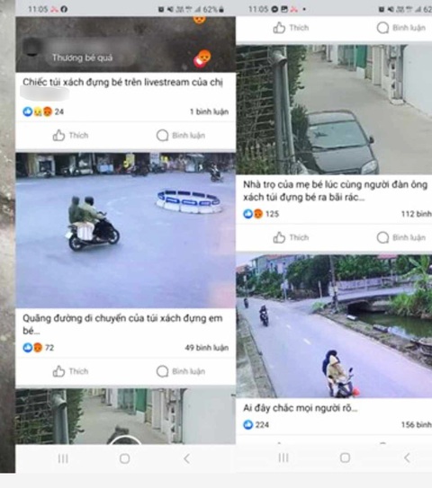 Nghi vấn một vụ dàn dựng bỏ rơi trẻ sơ sinh để trục lợi- Ảnh 1. Những hình ảnh chia sẻ trên mạng xã hội cho rằng việc bé gái bị bỏ rơi ở bãi rác xã Hải Hưng là có sự dàn dựng với mục đích trục lợi - Ảnh chụp lại màn hình
