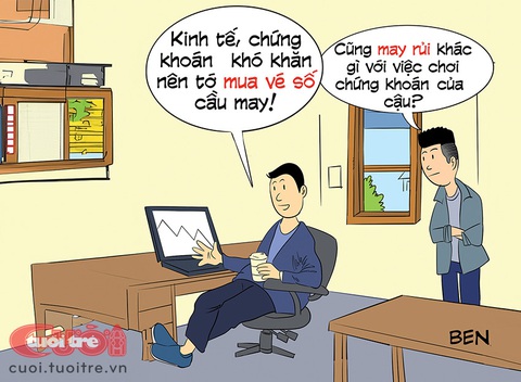 Vé số: Phương án làm giàu năm 2023- Ảnh 1. Phương án làm giàu may rủi năm 2023 - Tranh biếm họa của BEN