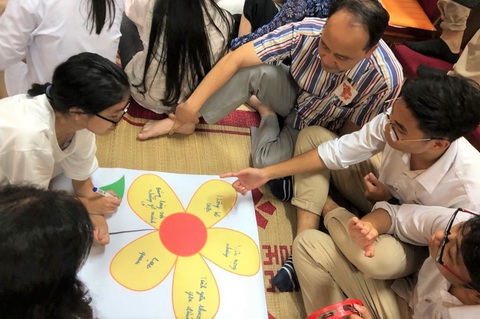 Không bố trí dạy kỹ năng sống chèn giữa tiết học chính khóa- Ảnh 1. Phụ huynh và học sinh một trường THPT ở Hà Nội cùng tham gia chương trình xây dựng kế hoạch học tập - Ảnh: VĨNH HÀ