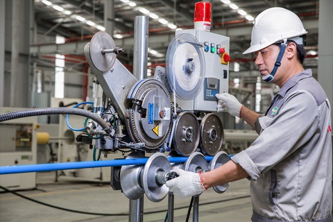 Đôi 'gò trắng' gợi nhớ ký ức về nhựa Tiền Phong- Ảnh 2. Công nhân sản xuất tại nhà máy của nhựa Tiền Phong. Các sản phẩm ống nhựa đã làm nên thương hiệu Tiền Phong hiện nay.