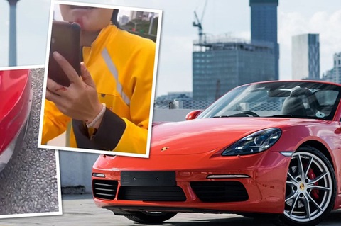 Chủ xe Porsche từ chối tiền bồi thường của nam shipper gây tai nạn- Ảnh 1. Nam shipper bị thương sau vụ va chạm với xe Porsche - Ảnh: SCMP