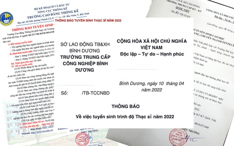 Một số trường trung cấp, cao đẳng ra thông báo tuyển sinh đại học, thạc sĩ có mộc đỏ của trường - Ảnh: M.G. Một số trường trung cấp, cao đẳng ra thông báo tuyển sinh đại học, thạc sĩ có mộc đỏ của trường - Ảnh: M.G.