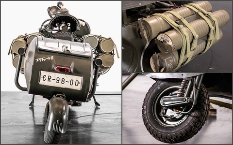 Xe máy Vespa phiên bản vũ trang, gắn súng thần công - Ảnh 8. Xe máy Vespa phiên bản vũ trang, gắn súng thần công - Ảnh 8.
