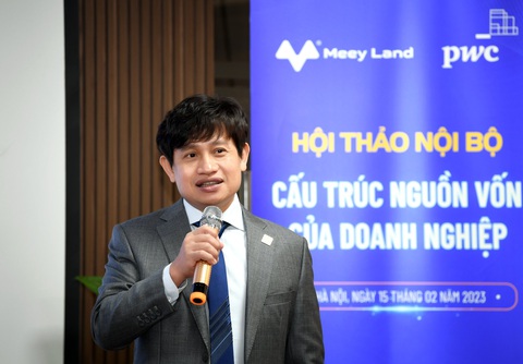 PwC Việt Nam hỗ trợ Meey Land tổ chức hội thảo về cấu trúc nguồn vốn của doanh nghiệp - Ảnh 2. Ông Hoàng Mai Chung - Chủ tịch Hội đồng quản trị Công ty Cổ phần Tập đoàn Meey Land chia sẻ tại Hội thảo