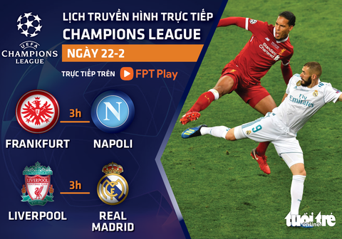 Lịch trực tiếp Champions League: Liverpool - Real Madrid - Ảnh 1. Lịch trực tiếp Champions League: Liverpool - Real Madrid - Ảnh 1.