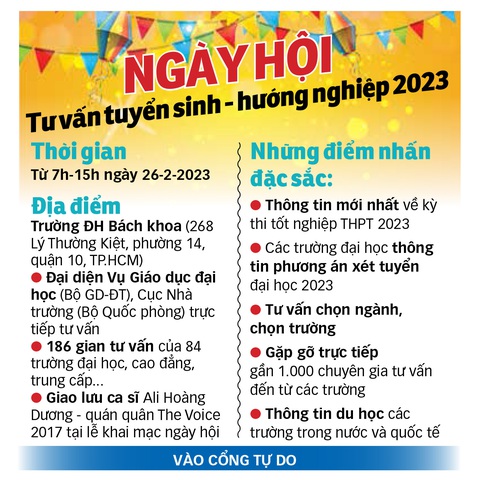 Ngày hội tư vấn tuyển sinh 2023: Gặp các trường đại học, cao đẳng tại TP.HCM - Ảnh 2. Ngày hội tư vấn tuyển sinh 2023: Gặp các trường đại học, cao đẳng tại TP.HCM - Ảnh 2.