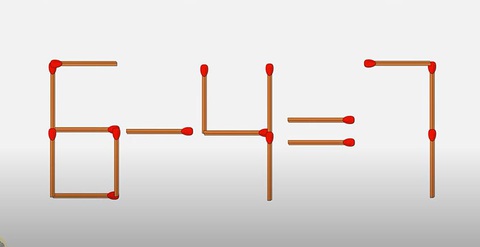 Lấy bớt 2 que diêm để sửa đúng phương trình 6-4=7 - Ảnh 1. Lấy bớt 2 que diêm để sửa đúng phương trình 6-4=7 - Ảnh 1.