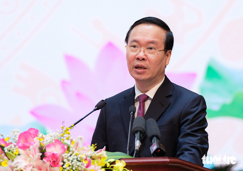 Chủ tịch nước dự lễ tuyên dương gương mặt trẻ toàn quân 2022 - Ảnh 3. Chủ tịch nước Võ Văn Thưởng phát biểu tại lễ tuyên dương gương mặt trẻ toàn quân