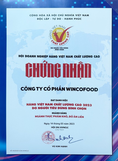 Wincofood đạt chứng nhận Hàng Việt Nam Chất Lượng Cao năm 2023 - Ảnh 2. Wincofood đạt chứng nhận Hàng Việt Nam Chất Lượng Cao năm 2023 - Ảnh 2.